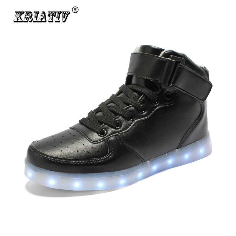 KRIATIV niños Altos zapatos Usb Luminoso Zapatillas tenis con Luces Led Up glowing zapatillas Led Zapatos infantiles|children shoes|slippers with led shoe child AliExpress