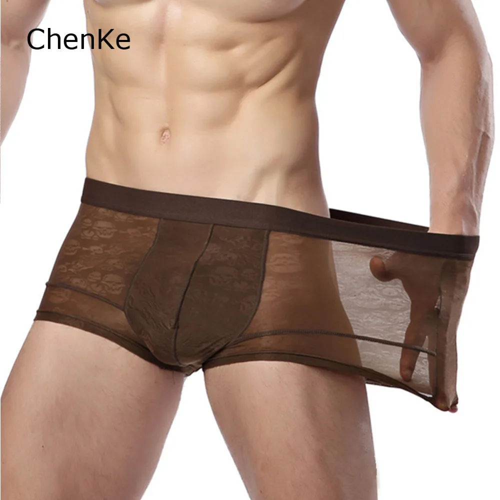 ChenKe365 투명 남성 속옷 남성 복서 패션 디자인 일반 클래식 슬립 복서 반바지 팬티 브랜드 남성 의류 L-XXXL