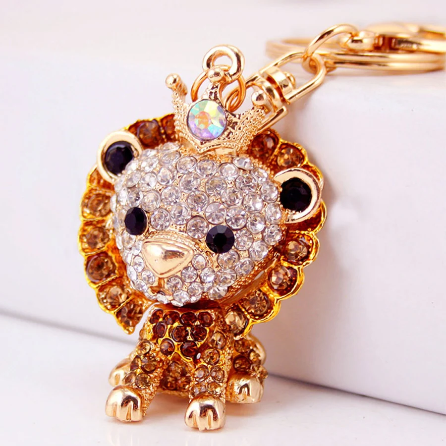 

Rhinestone Fantastic Beasts Lion Keychains Alloy Key Chain Ring Holder Charm Trinket Women Handbag bag Pendant Jewelry Gift R140