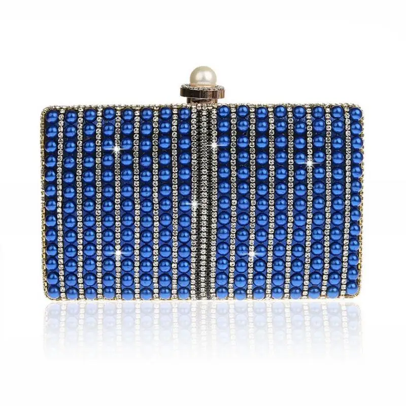 Luxy Moon Navy Pearl Wedding Clutch Bag Front View