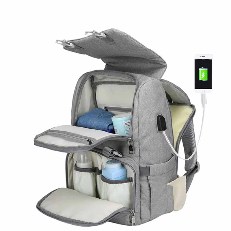 Sac à couches sac à dos pour maman 2019 USB maternité bébé soins Nappy soins infirmiers sacs mode voyage couche-culotte sac à dos pour poussette Kit