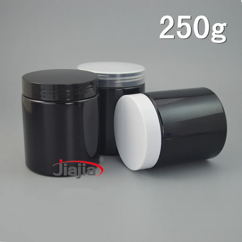 Frasco de Plástico Recipiente de Creme Cuidados com a Pele Garrafa de Chá Preto Cosmético Máscara Corporal Loção Doces Embalagem Janela Tampa Frete Grátis 250g 10 Cheap Garrafas reutilizáveis