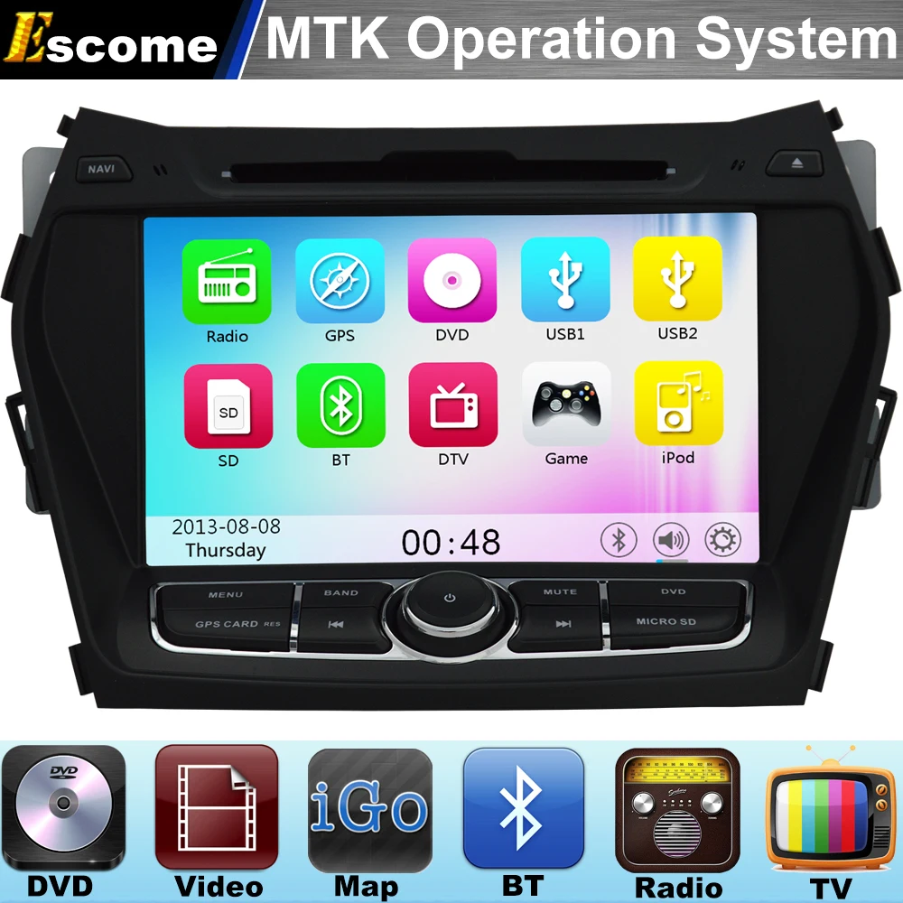 MTK3360 Dvd-плеер Автомобиля Для Hyundai ix45 2013 2014 santa fe с 800 МГц CPU Dual Core Bluetooth Радио GPS |