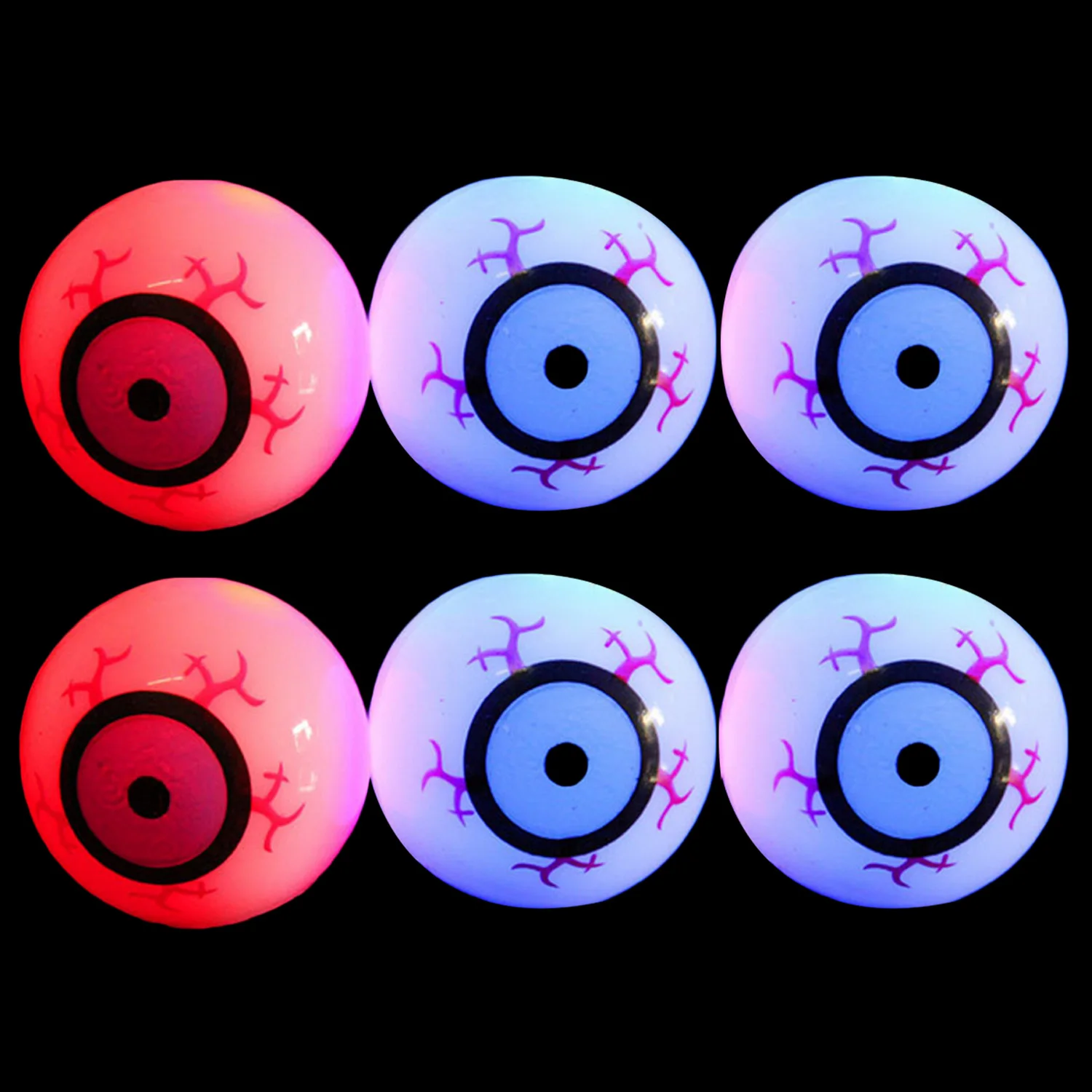 

Behogar 6PCS Plastic Glow-in-the-Dark Eyeball Bouncy Balls Toy for Kids Halloween Theme Party Bar Haunted Houses Decoration Prop