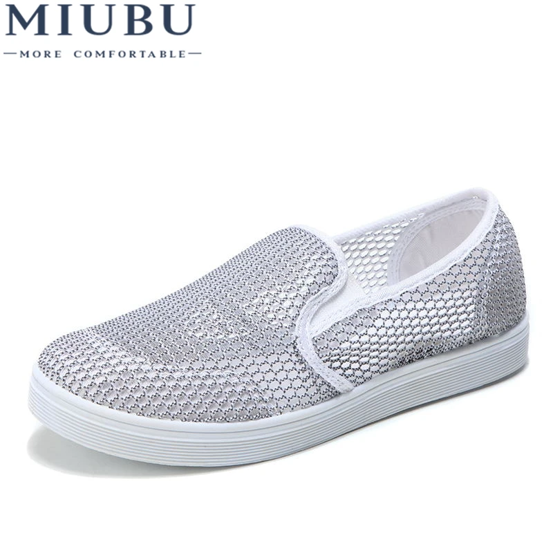 

MIUBU 2019 Summer Women Shoes Breathable Slip-On Flat Shoes Woman Fashion Ballerina Flats Loafers Ladies Shoes