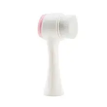 4 Pcs Manual 3D Double Head Wash Brush Silicone Face Wash Artifact Cleansing Brush Clean Black PVC Box Makeup Beauty Pink Flat