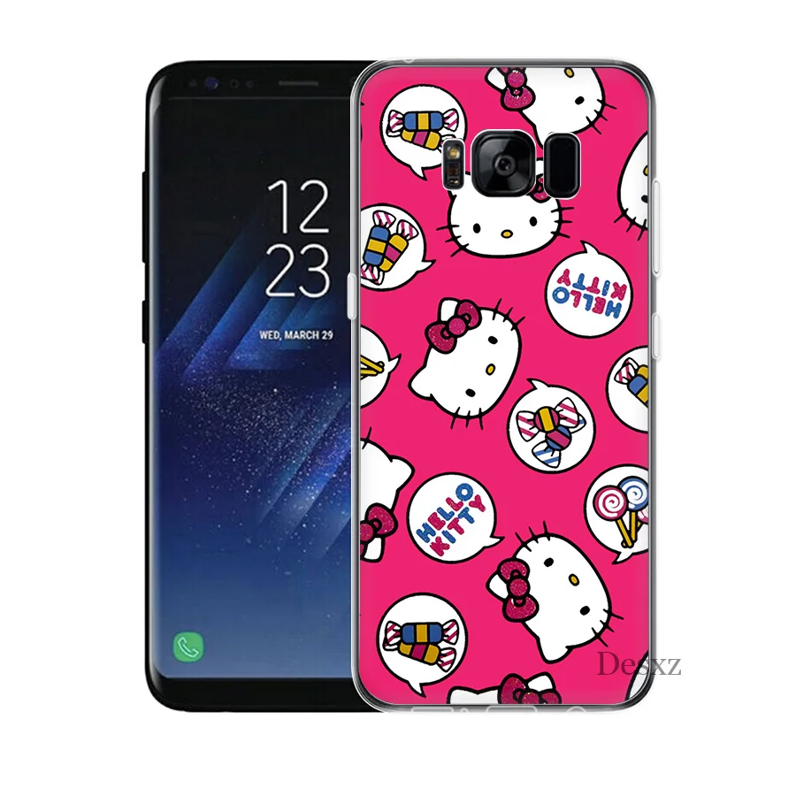 Задняя накладка чехла из ТПУ для samsung Galaxy S7 Edge S8 S9 Plus Note 8 9 популярный модный hello kitty