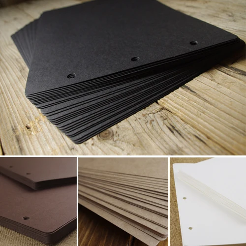 

3 Holes Thick Horizontal 28.5*19.8CM Kraft Black Coffee White Card for Diy Photo Album Inside Pages Scrapbook 10/20/30 Sheets