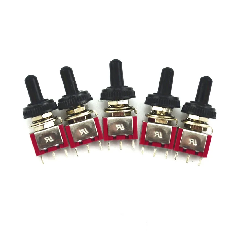 

5 Pcs Momentary Toggle Switch (ON)-OFF-(ON) 3 Position SPDT w Cover Cap