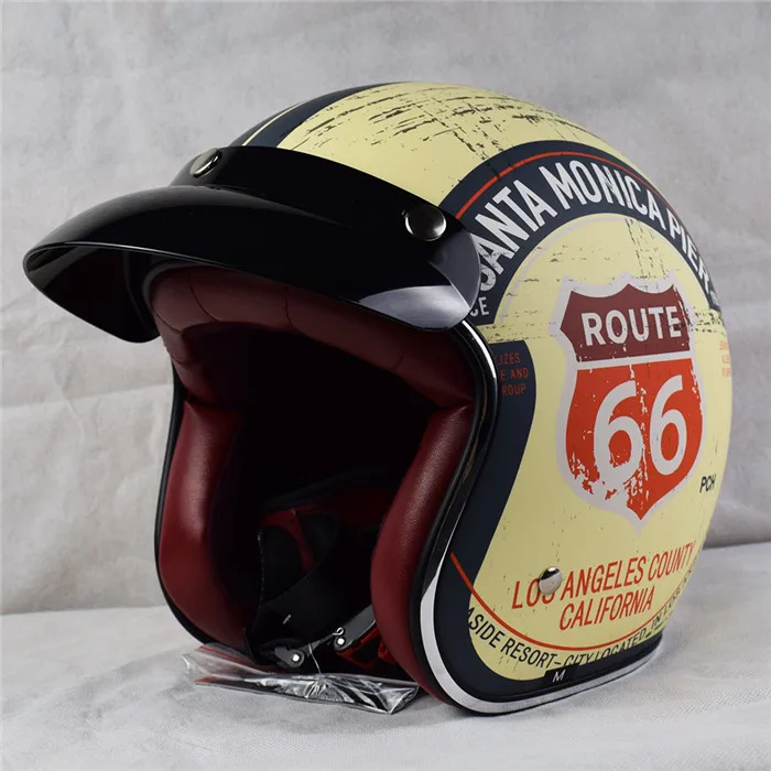 Retro Chopper Route 66 Casco Moto Harley 3/4 Viso Aperto Casco Vintage Moto  Casque Capacete Caschi Casco del Motociclo|capacete helmet|motorcycle  helmetvintage helmet - AliExpress