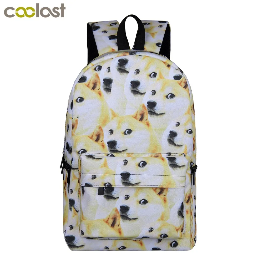 Online Cool perro Shiba Inu mochilas para adolescentes niñas niños mochilas escolares mujeres jóvenes hombres bolsa de viaje unicornio niños mochila escolar
