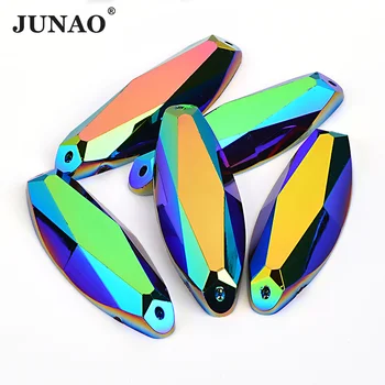 

JUNAO 20*58mm Big Size Black AB Sewing Rhinestone Applique Oval Crystal Stones Acrylic Gems Flatback Strass Diamond DIY Crafts