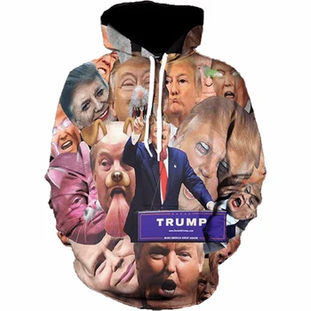 

2017 NEW FASHION MEN AND WOMEN Funny Trump Sticky 3D print Hoodie Sweatshirts Pullovers Autumn Tracksuit Loose Thin Hoody