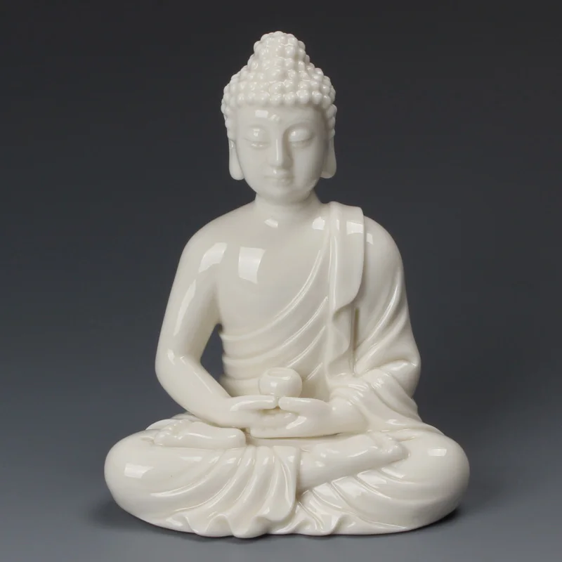 

4.7'' Buddha Statue/Idol/Decorative Figurine: Poly Marble with White Marble Finish