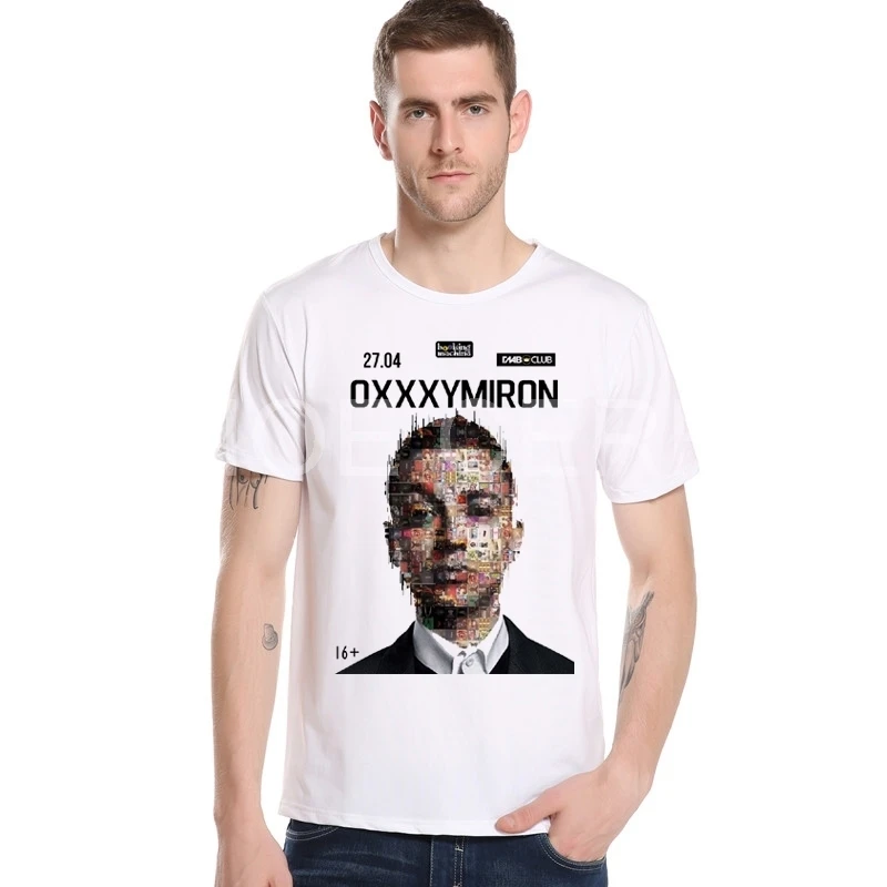 Мужская футболка с принтом OXXXYMIRON Повседневная в стиле хип хоп круглым вырезом M25 5