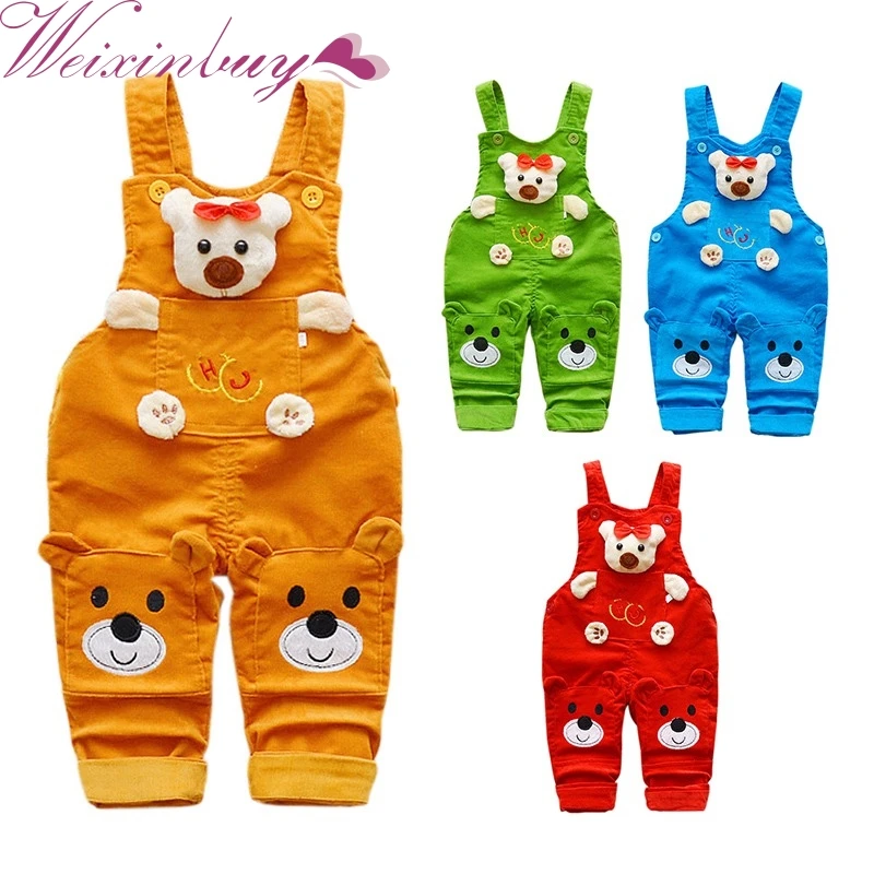 

Children's Casual Spring Autumn Kids Jumpsuit Baby Girls Boys Strap Cartoon Bear Pants Children Trousers Outfits
