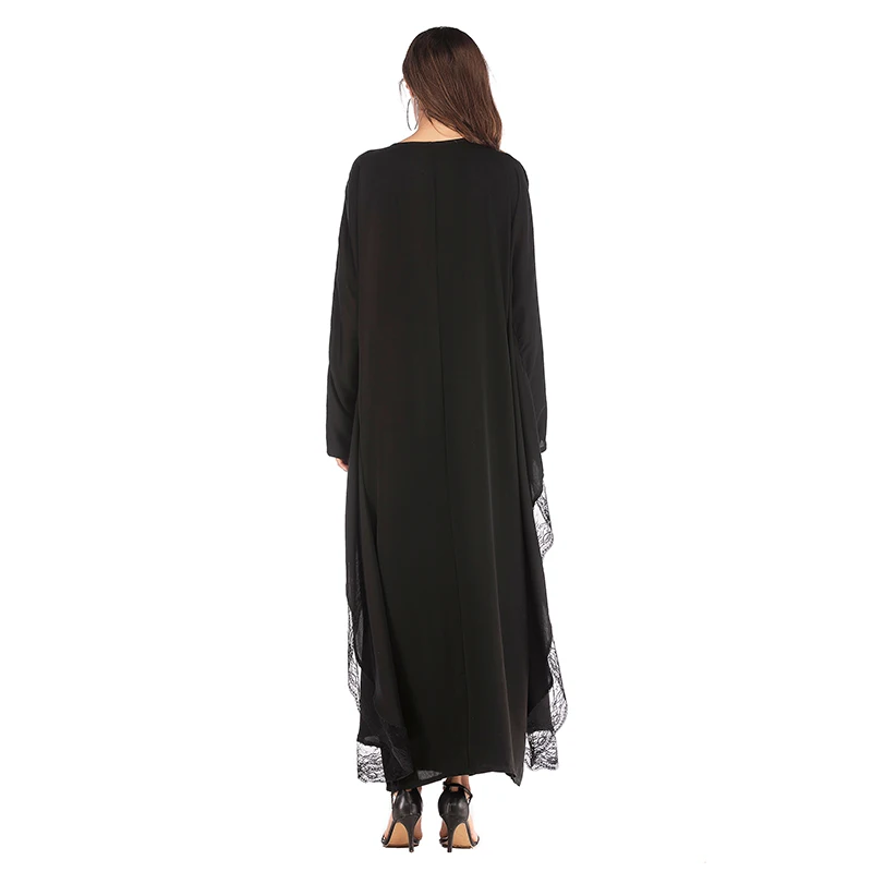 ОАЭ 2019 длинные кружева сетки кафтан Абаи Дубай турецкий исламский мусульманский платье хиджаб Абая для женщин Кафтан Катар джилбаба халат