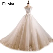 Elegant Real A-Line Wedding Dresses Scoop Appliques Beaded Lace Up Back Long Bridal Gown Vestido De Novia Wedding Party ASAF41