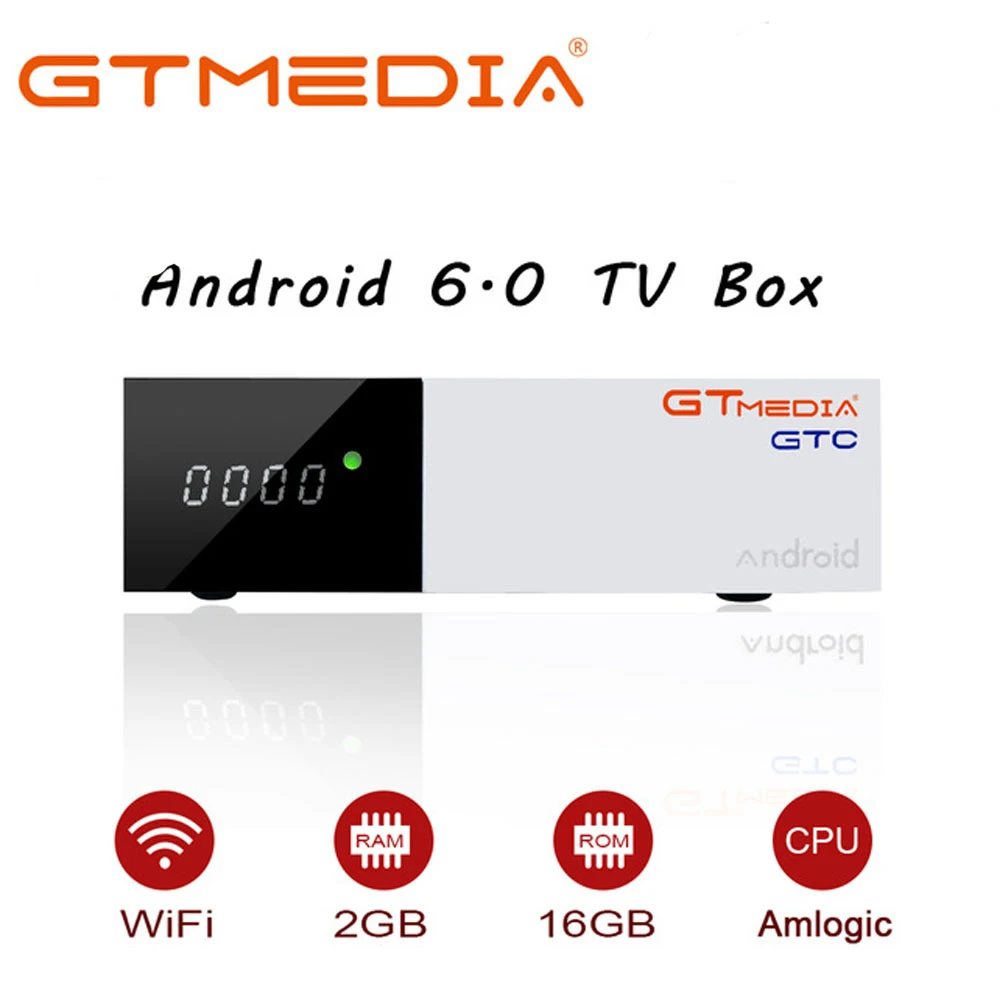

Gtmedia GTC Satellite TV Receiver Built-in WIFI Include 1 Years Cccam Cline Support DVB S2 DVB T2 Europe Cccam Android TV Box