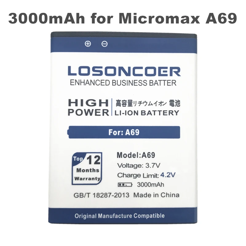 LOSONCOER 3000 мАч для Micromax A69 Аккумулятор телефона + в наличии|3000mah battery|battery 3000mahbattery for |