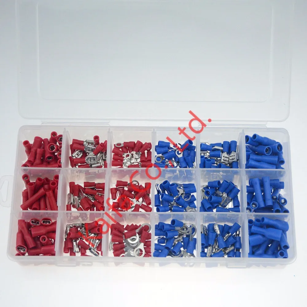 

360Pcs/ Box Insulated Terminals Electrical Crimp Connector Tube Wire Connector Assortment Kit Cold Pressing Copper Terminals