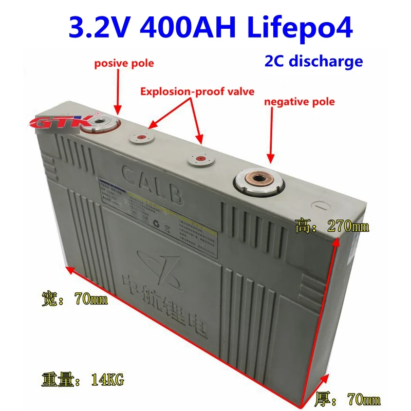

4pcs 3.2V 400Ah 420Ah Lifepo4 lithium battery 2C discharge for 12v 24v motorhome electric boat stored energy battery pack