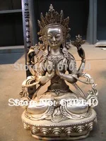 

00004766 Collections Four arm Tibet silver Buddha Bronze Statue