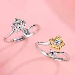 Свадебные украшения палец Сердце Crystal Crown Открытые Кольца для Новинки для женщин Lover кубического циркония кольцо женский Обручение