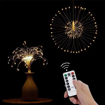 

Christmas DIY Firework String Lights LED Copper Wire Strip 8 Modes Dimmable Fairy Lights 4AA Battery Powered with remote string