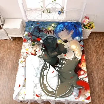 

Re Zero kara Hajimeru Isekai Seikatsu Rem Anime Bed sheet Throw Blanket Bedding Coverlet Cosplay Gifts Otaku