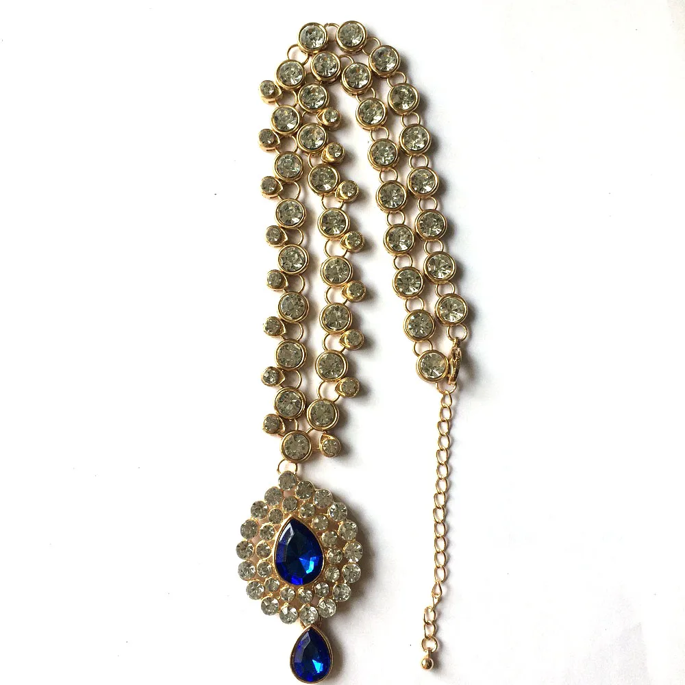 LiuJee Индийский Золотой цвет ювелирные изделия ожерелье Длинные свадебные кундан ювелирные изделия для женщин вечерние, свадебные NK-204