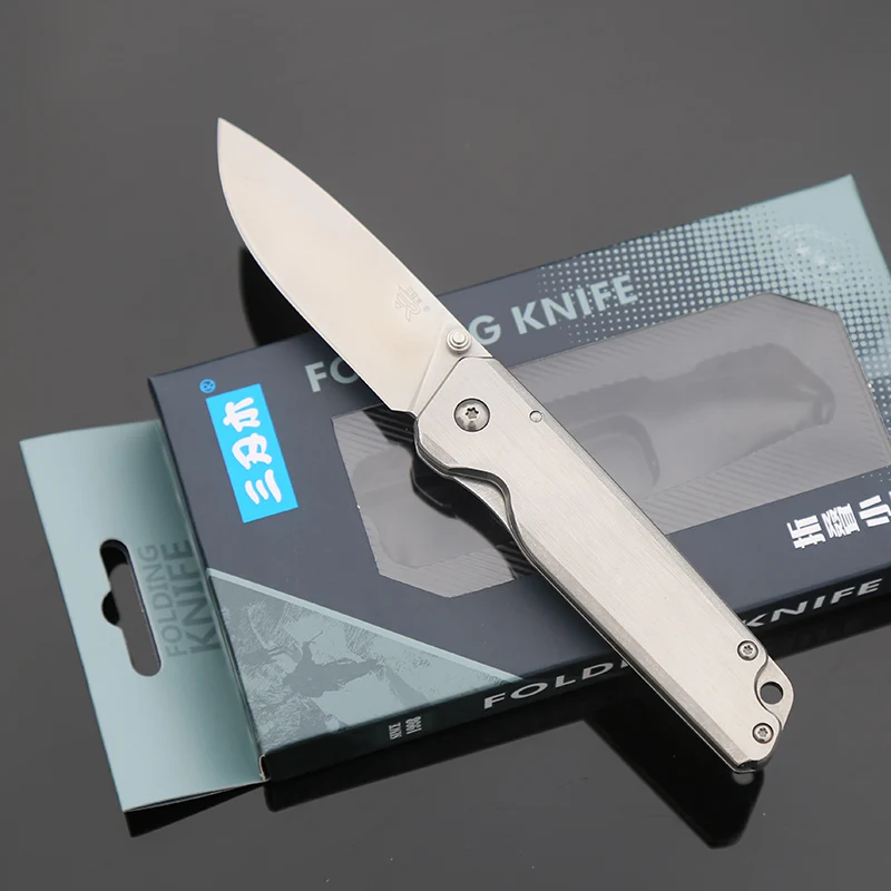SANRENMU 7096 из нержавеющей стали EDC карманный складной нож 12CR27 лезвие с зажимом для