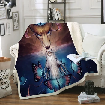 

Dragon Fox Reflection Print Bedding Outlet Velvet Plush Throw Textile Blanket Bedspread Sherpa Blanket Couch Quilt Cover Travel
