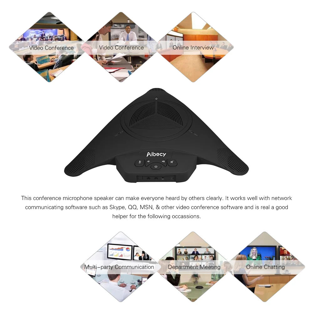  Aibecy MST-X1W 2.4G Wireless USB Video Conference Microphone Speakerphone 6m 360D Audio Pickup for 