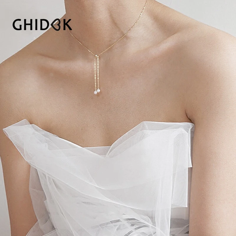 GHIDBK золото натуральные пресноводные жемчужные ожерелья для женщин Изысканные
