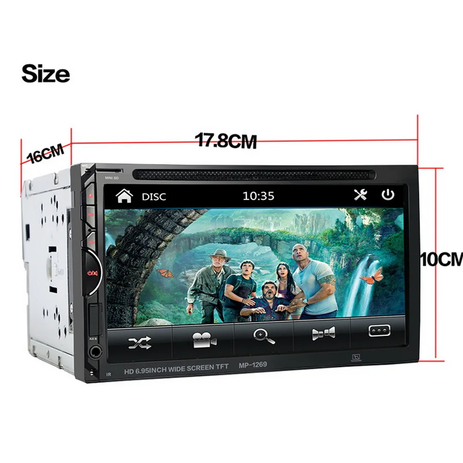 

by dhl or ems 20pcs 1269 2 Din 6.95inch Touch Screen Auto Car Multimedia Video DVD CD Player Audio Car Radio USB Bluetooth new