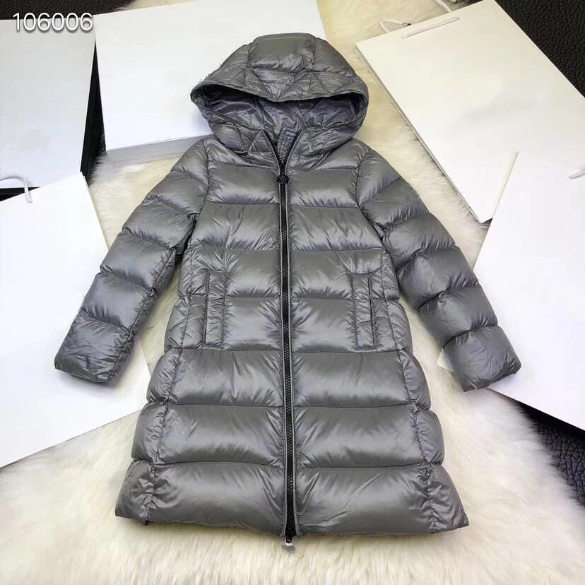 

Girls down jacket hooded long down coat hoodie for girls winter warm outwear clothes in stock