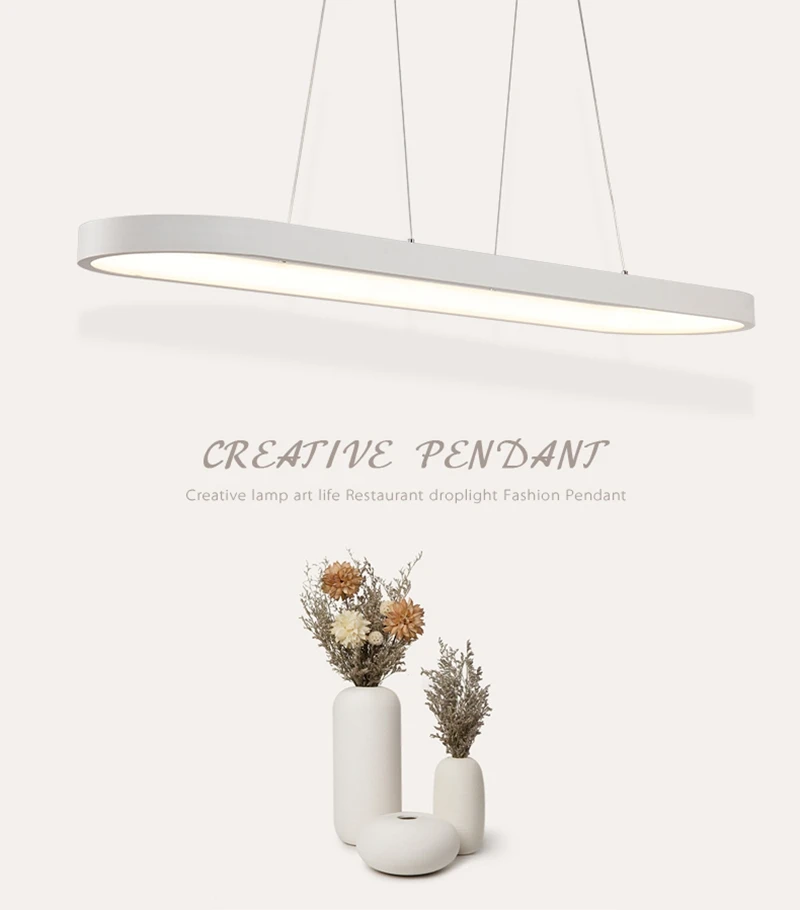 Modern Minimalism Oval Ring LED Pendant Lights Aluminum Acrylic Suspension Hanging Lamps For Dining Room Restaurant Office (1)