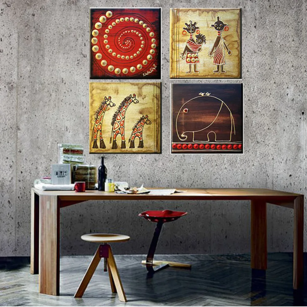 Cute Textured Handmade Animal Painting Nature Wall Art For Kitchen