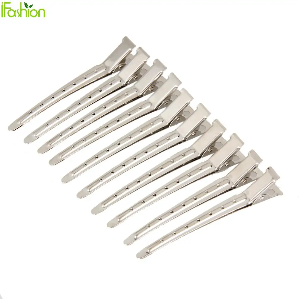 10pcs Pro Salon Hairdressing Tools Duck Mouth Hairdresser Hair Clip Clips Hair Stainless Steel Hairdressing Sectioning Clamp