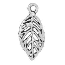 DoreenBeads цинковый металлический сплав очарование подвески лист античное серебро полые 20 мм(6/") х 9 мм(3/8"), 6 штук