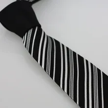 YIBEI coahella галстуки черный Узел контрастный черный w белый полосатый тканый шейный платок, тонкий галстук 7 см бизнес галстук рубашка ручной работы Галстуки