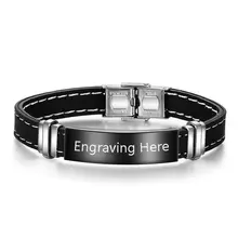 Personalized Black Bracelets for Men Name Engraved Silicone Gel Bracelets & Bangles Fashion Men Jewelry Gift (BA102314) personalized stainless steel black silicone men bracelet gift men s id bracelets for man male jewelry custom engraved name