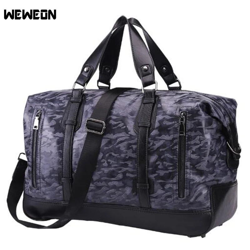 Large Capacity Men&#39;s Sport Bag Waterproof PU Leather Duffel Shoulder Bag Travel Handbag Gym Bag ...