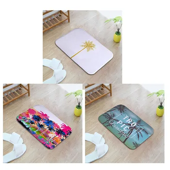 

Seaside Scenery Carpet Super Soft Coral Fleece Rectangular Coconut Sea Flamingo Box Painted Yellow Green Anti-slip Carpets Mat