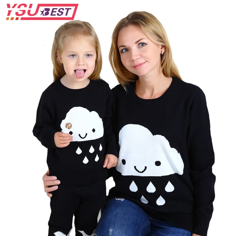 

Autumn Winter Mother and Daughter Clothes Cloud Sweaters Family Matching Clothes Family Clothing Mom and Son Matching Clothes
