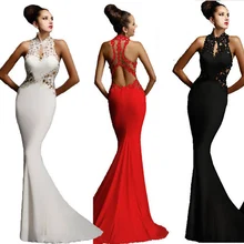 2018 Sexy Sleeveless Lady Dress Wedding Bridesmaid Long Formal Party Backless Lace Dress Mermaid Party Dress Vestidos Robe