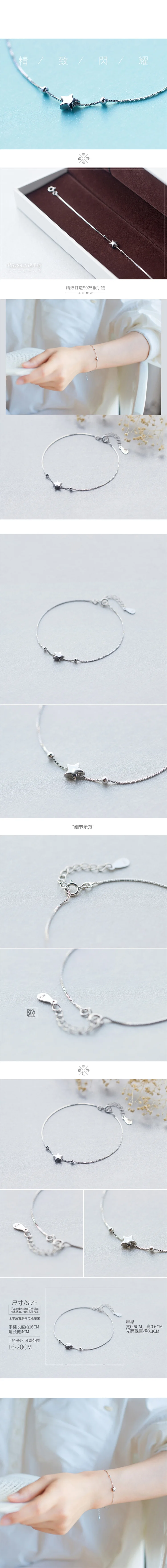 Trusta, 925, цельный браслет из настоящего стерлингового серебра, женский модный браслет со звездами и бусинами для женщин и девушек, хорошее серебряное ювелирное изделие DS1212