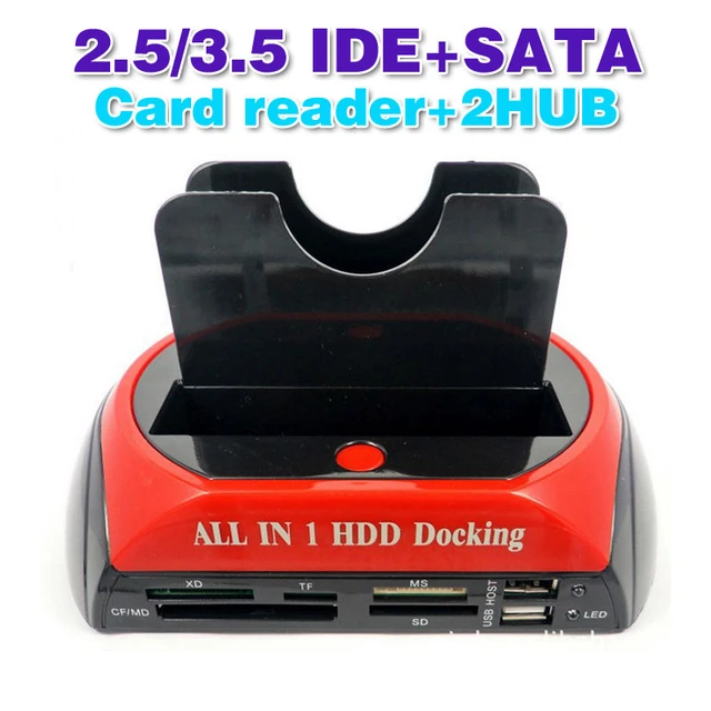 2.5 3.5 IDE SATA HDD Hard Drive Dock All In 1 Docking Station and Card  Reader