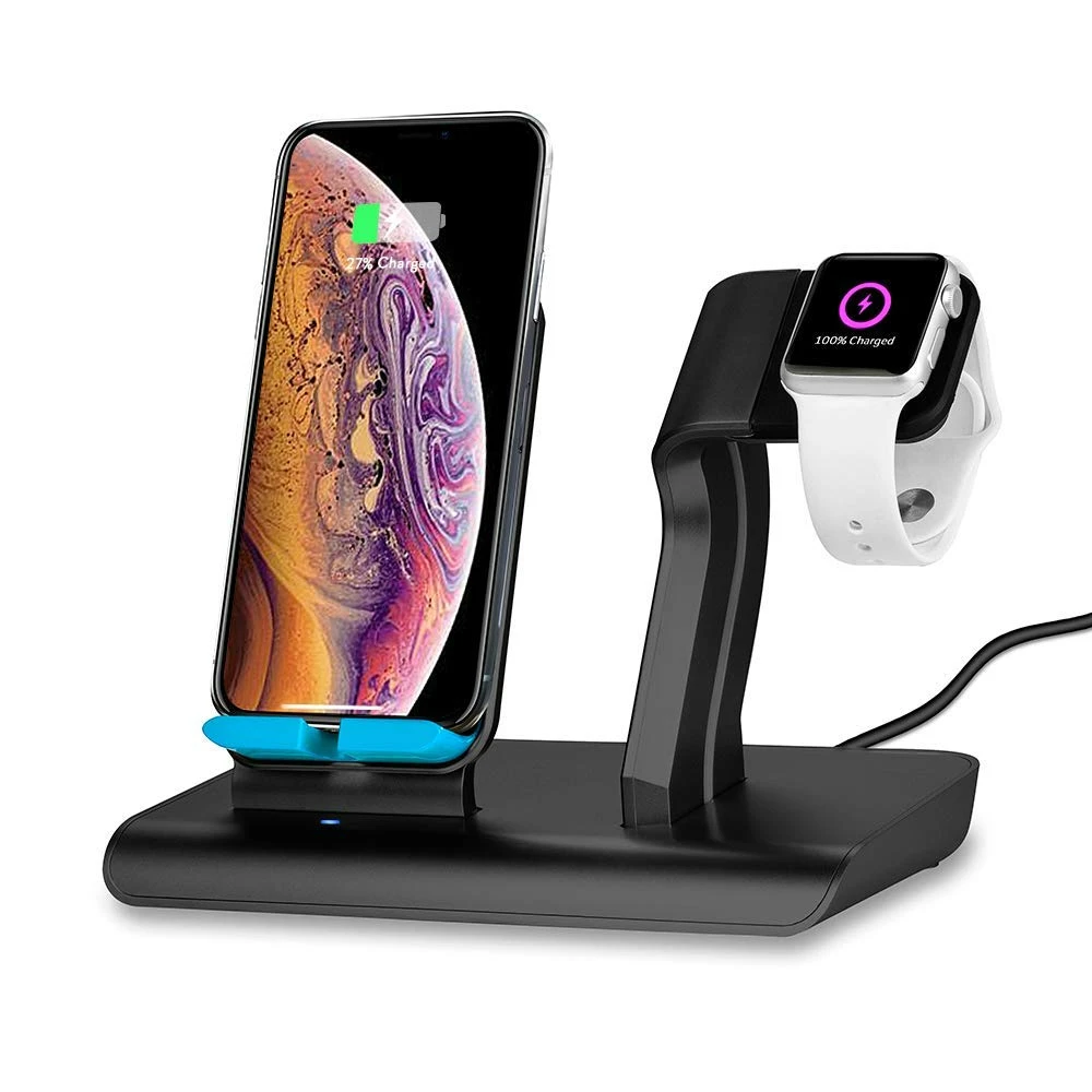 

2 In 1 Charging Stand for Apple Watch 4 3 2 1 Fast Qi Wireless Charger for IPhone XS Max XR X 8 Plus Samsung S8 S9 Note 9